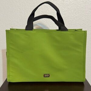 Frances Valentine Lime Green Tote with Black Handles